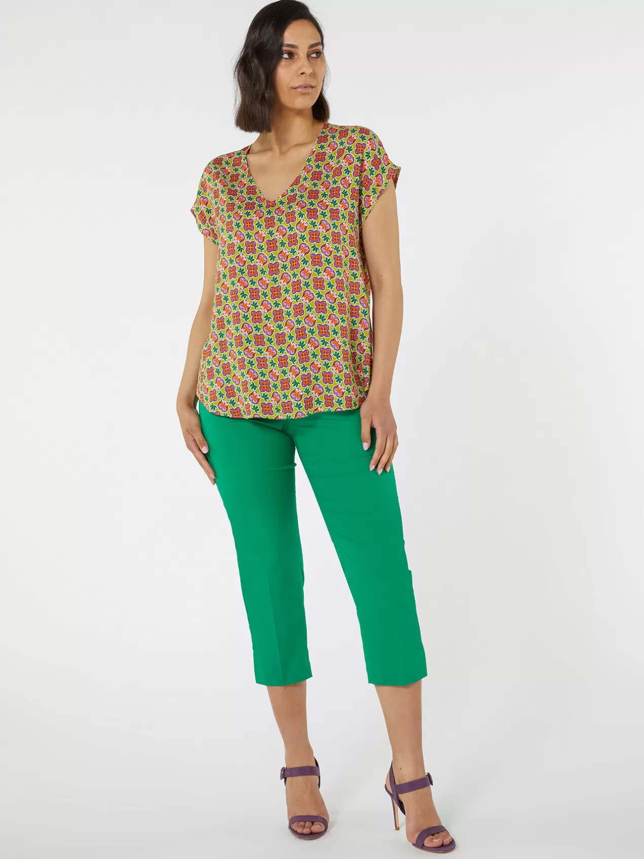 Sale Elena Mirò Blouse A Impression Ethnique Vert Clair