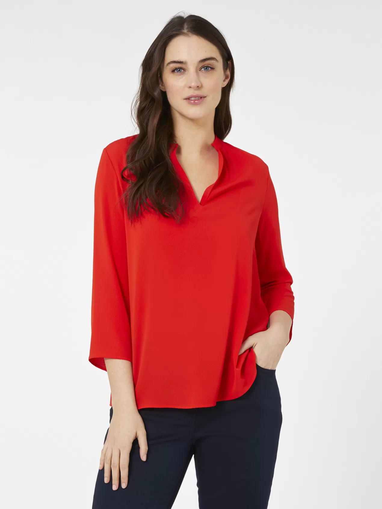 Shop Elena Mirò Blouse Evasee A Manches Trois-Quarts Rouge