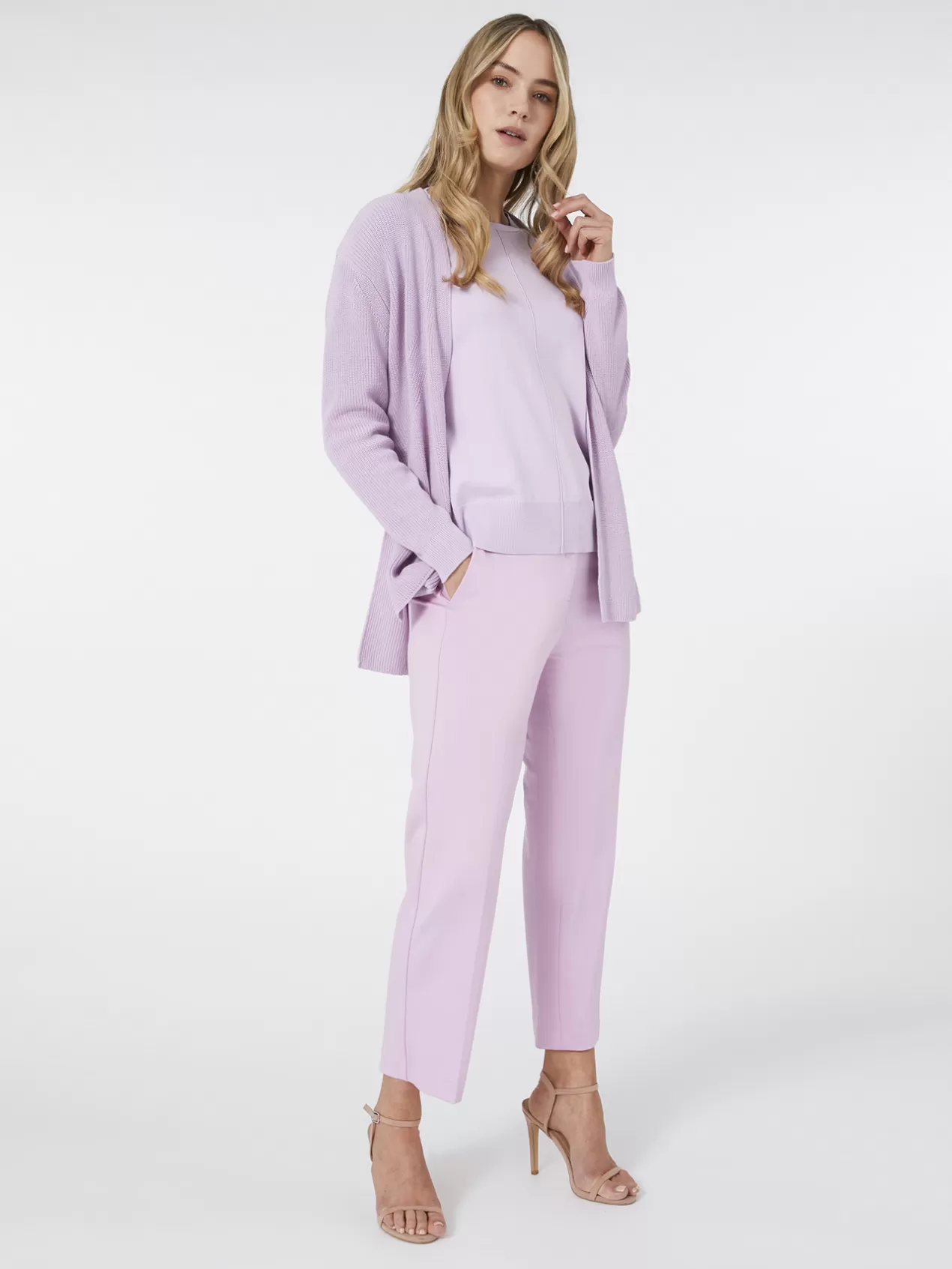 Shop Elena Mirò Cardigan Long Avec Ceinture Violet