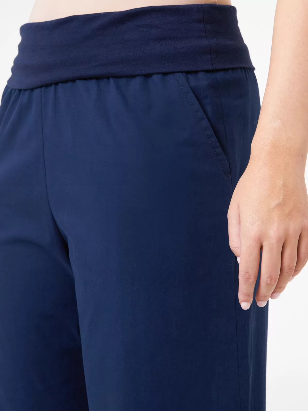 Clearance Elena Mirò Pantalon Cropped Avec Bord A La Taille Bleu