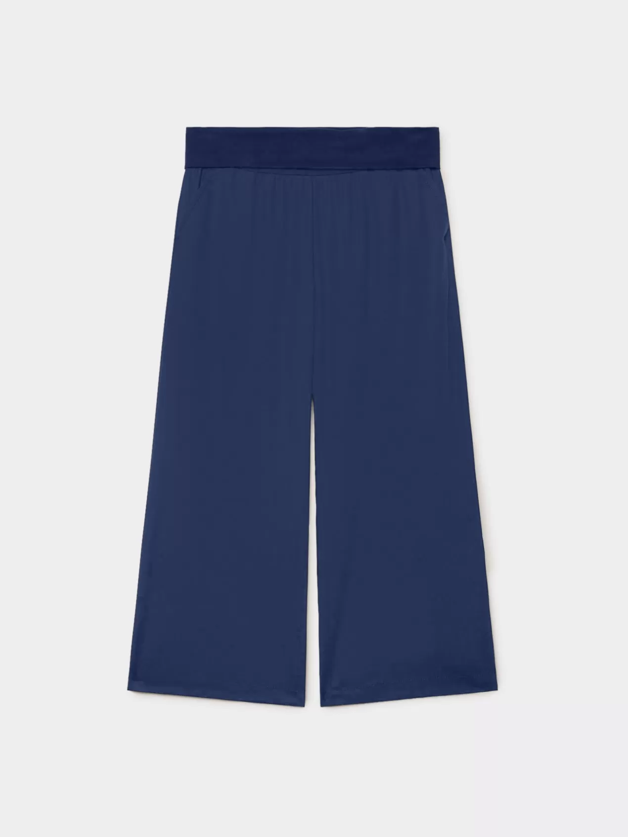 Clearance Elena Mirò Pantalon Cropped Avec Bord A La Taille Bleu