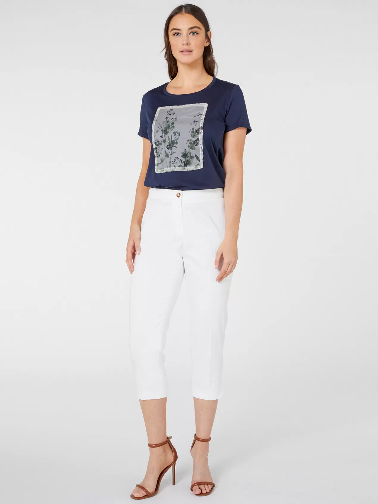 Cheap Elena Mirò Pantalon Cropped Slim Blanc