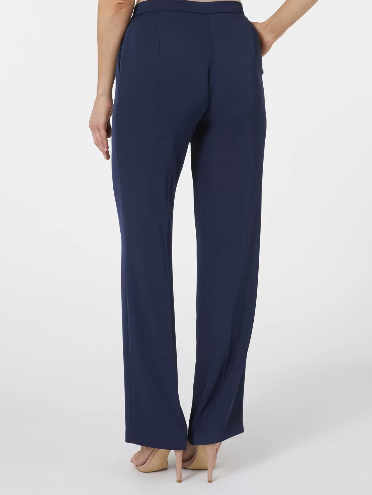 Store Elena Mirò Pantalon Droit En Tissu Fluide Bleu