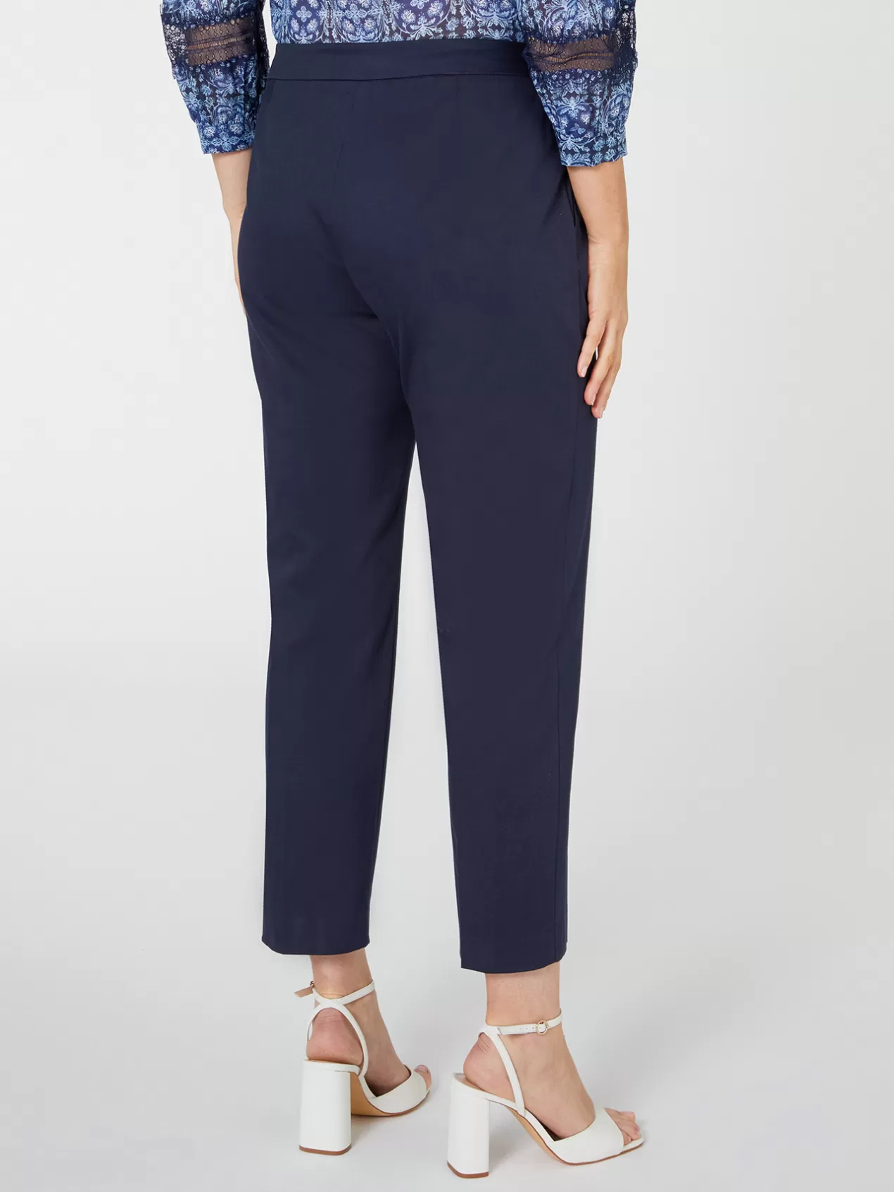 Flash Sale Elena Mirò Pantalon En Gabardine Stretch Bleu