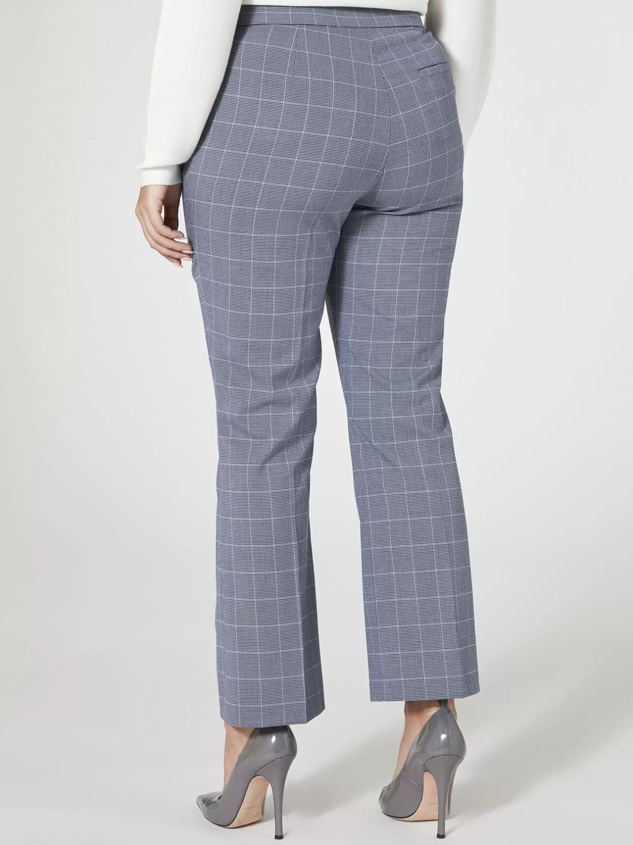 Flash Sale Elena Mirò Pantalon Kick Flare Prince De Galles Gris Fonce