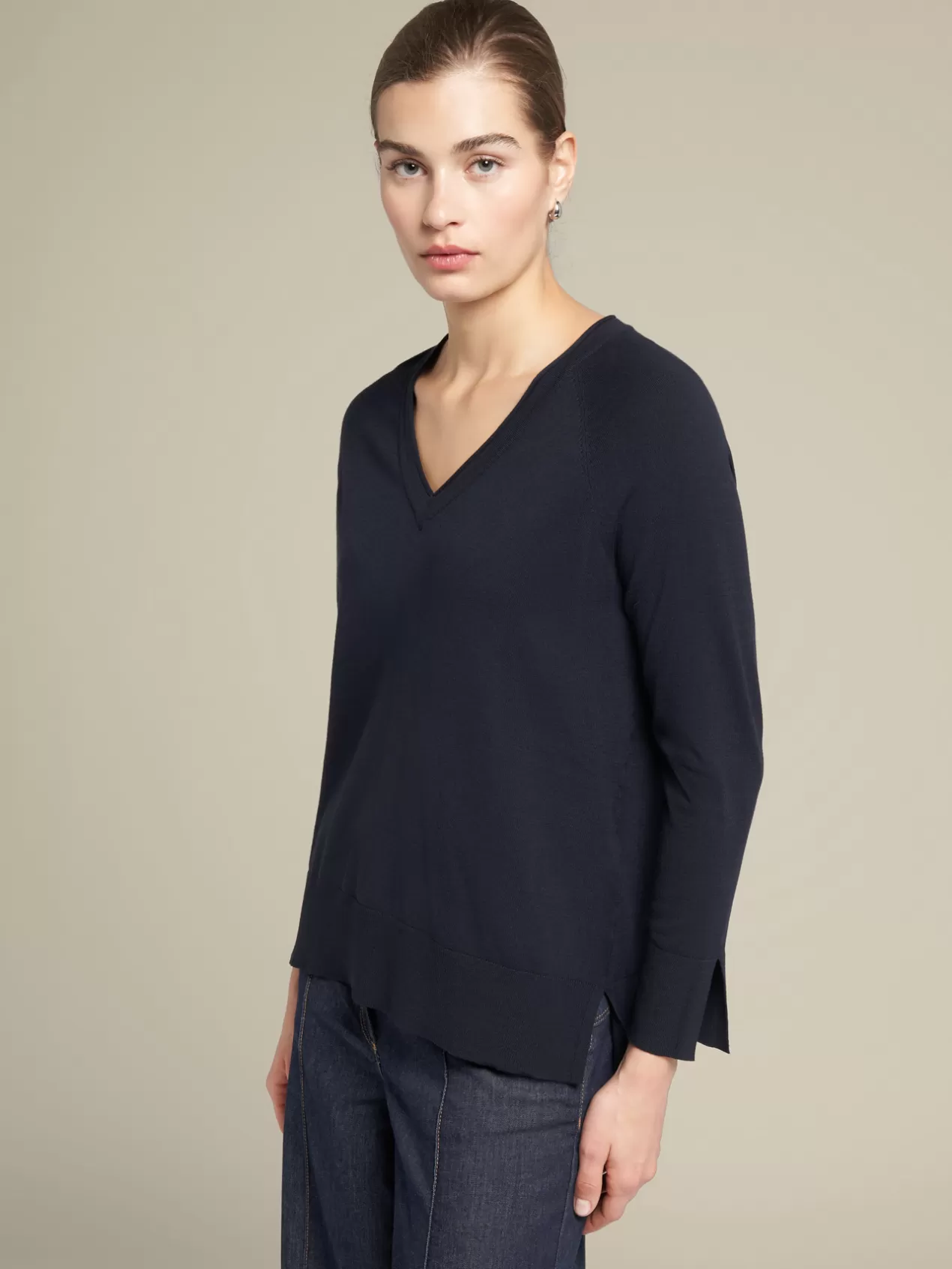 Clearance Elena Mirò Pull En Viscose Agreable A Porter Ecovero™ Modele Basic Bleu