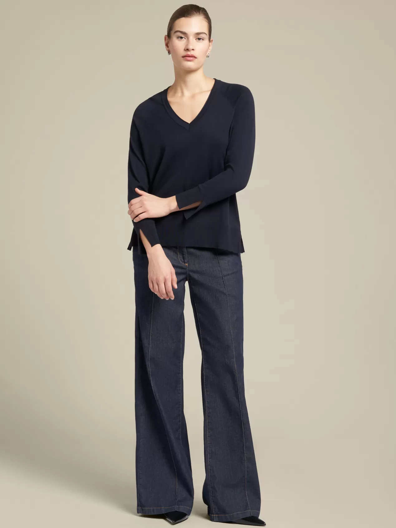 Clearance Elena Mirò Pull En Viscose Agreable A Porter Ecovero™ Modele Basic Bleu