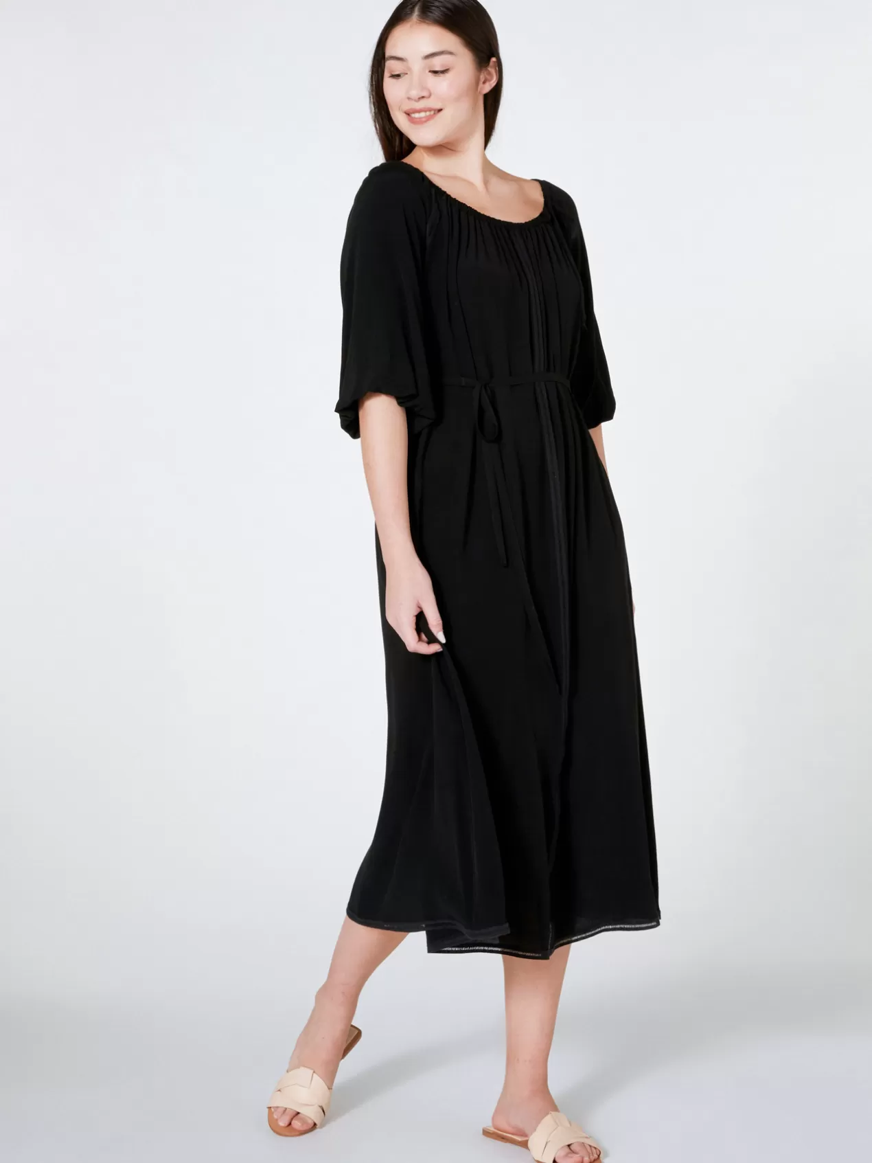 Online Elena Mirò Robe D'Ete En Crepe Marocain De Viscose Noir