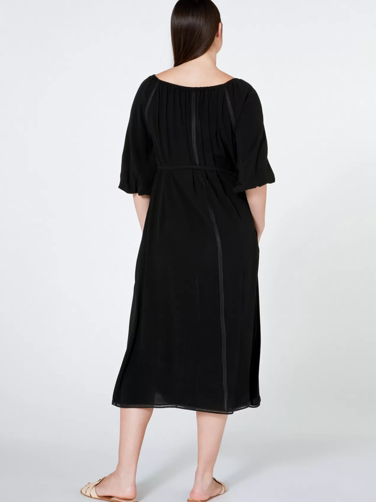 Online Elena Mirò Robe D'Ete En Crepe Marocain De Viscose Noir