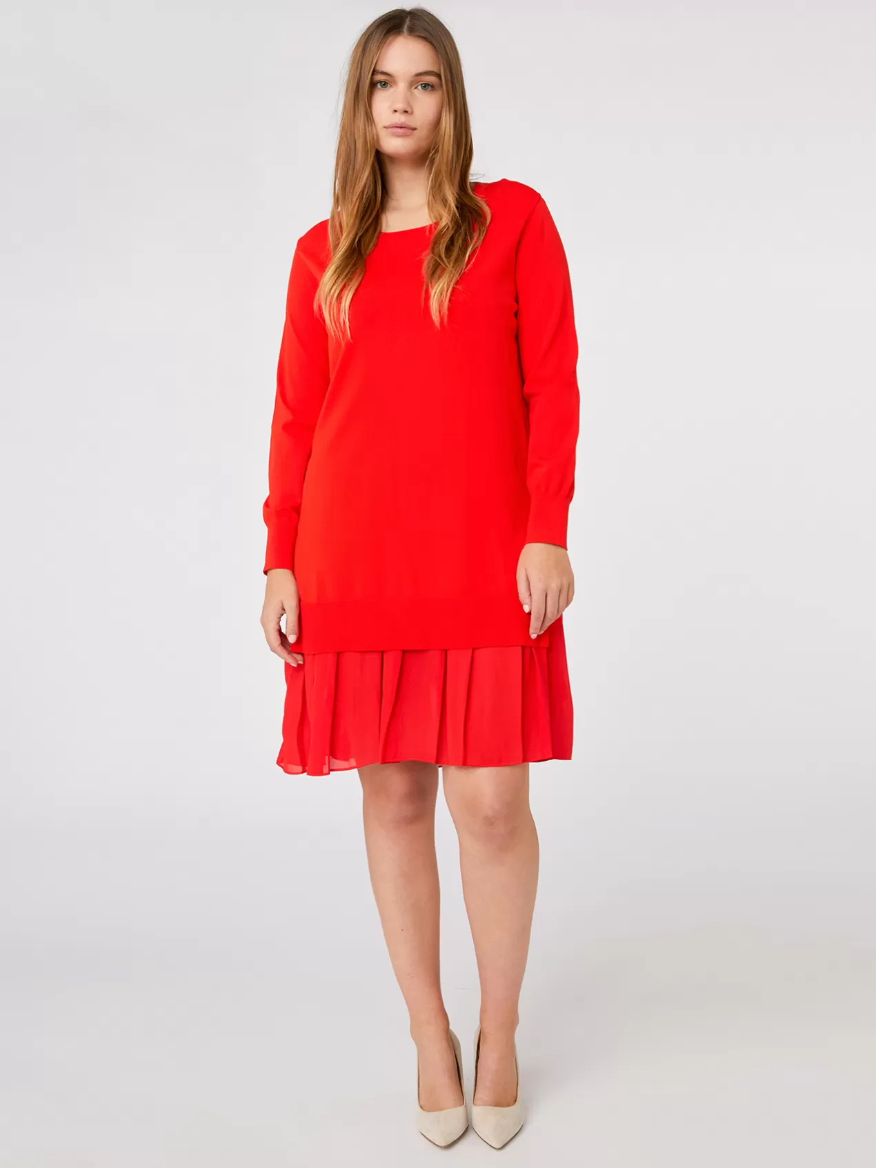 Hot Elena Mirò Robe En Tricot Avec Dessous De Robe Rouge