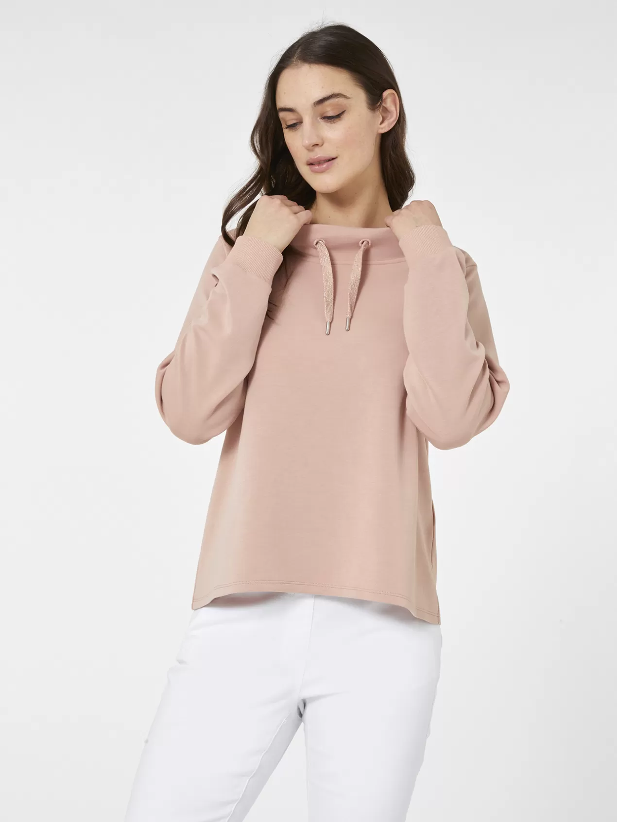 Sale Elena Mirò Sweat-Shirt Avec Bordure Et Cordon De Serrage Rose