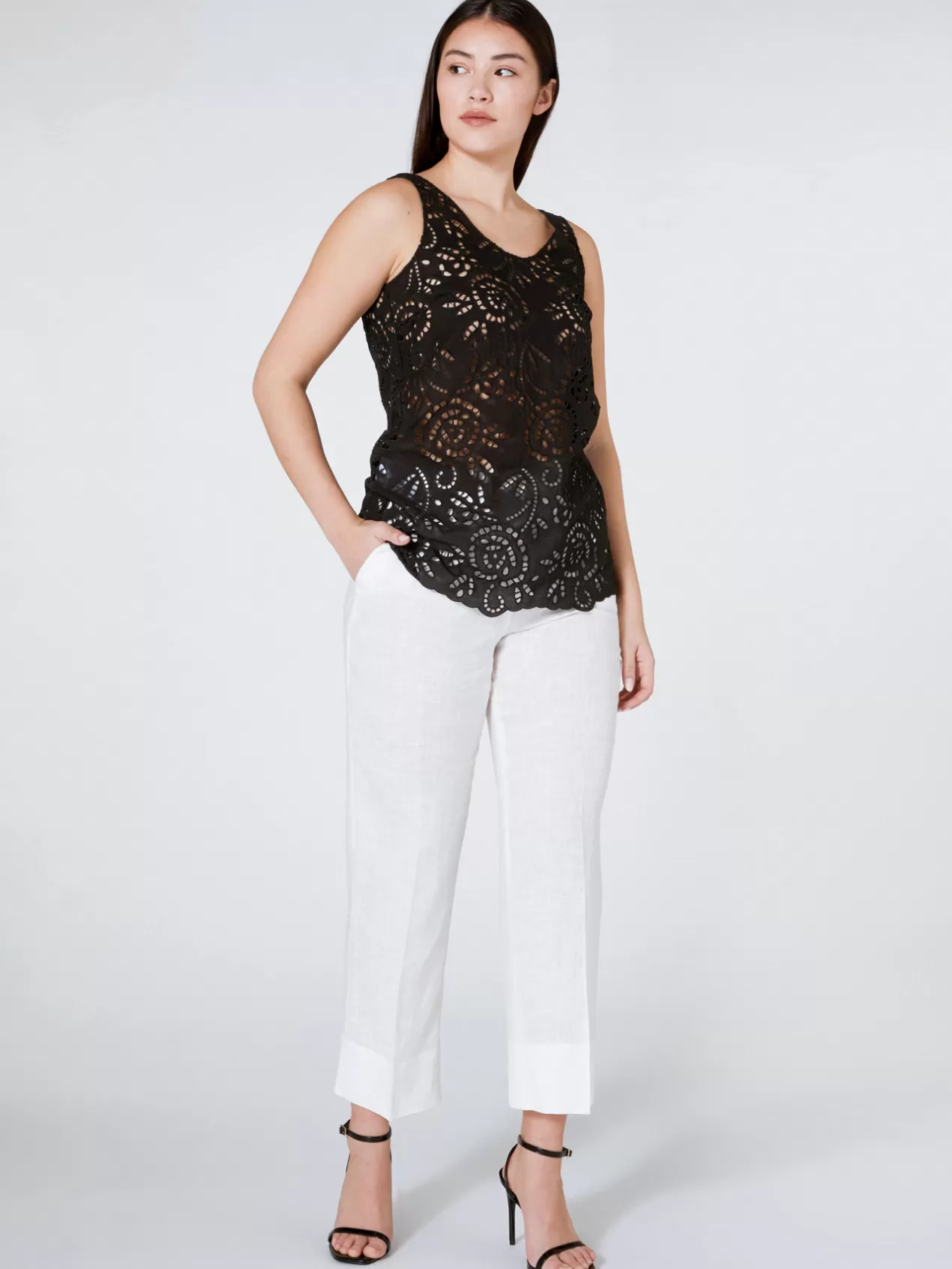 Outlet Elena Mirò Top En Broderie Anglaise Noir