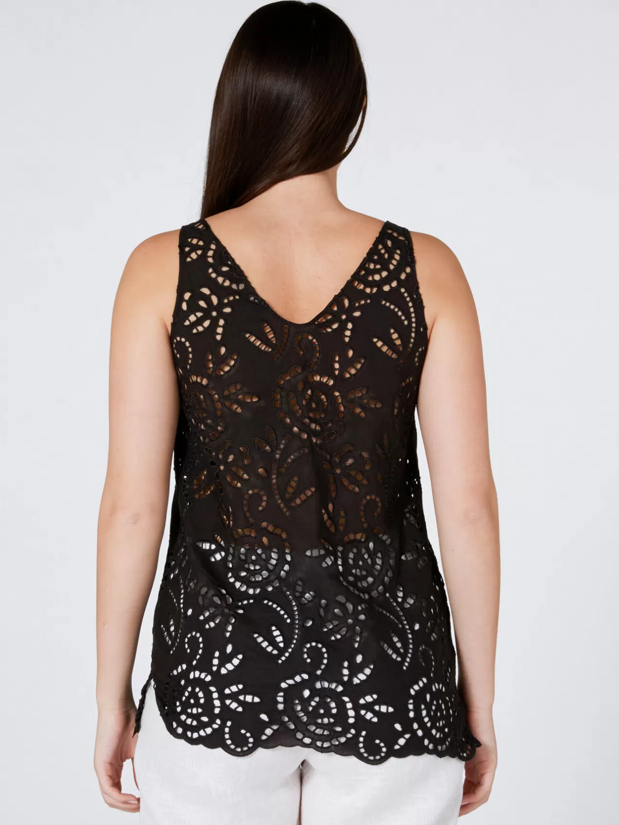 Outlet Elena Mirò Top En Broderie Anglaise Noir