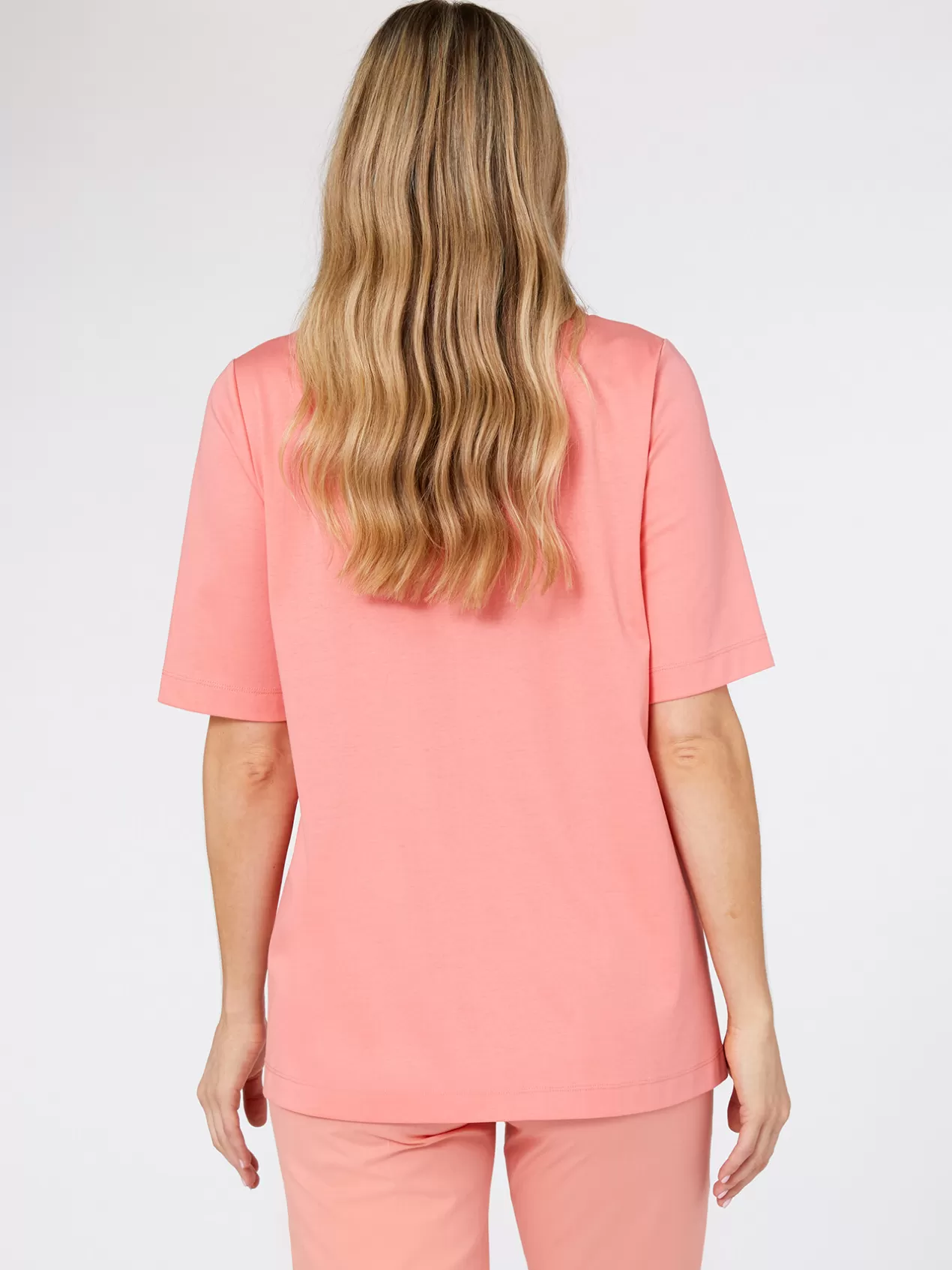 Outlet Elena Mirò T-Shirt Col En V Avec Bord Dans Le Bas Rose
