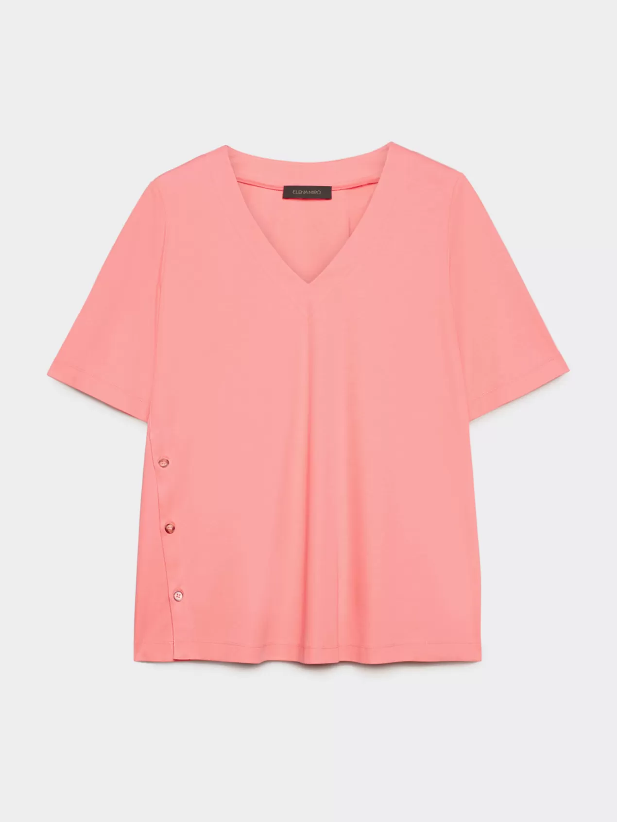 Outlet Elena Mirò T-Shirt Col En V Avec Bord Dans Le Bas Rose