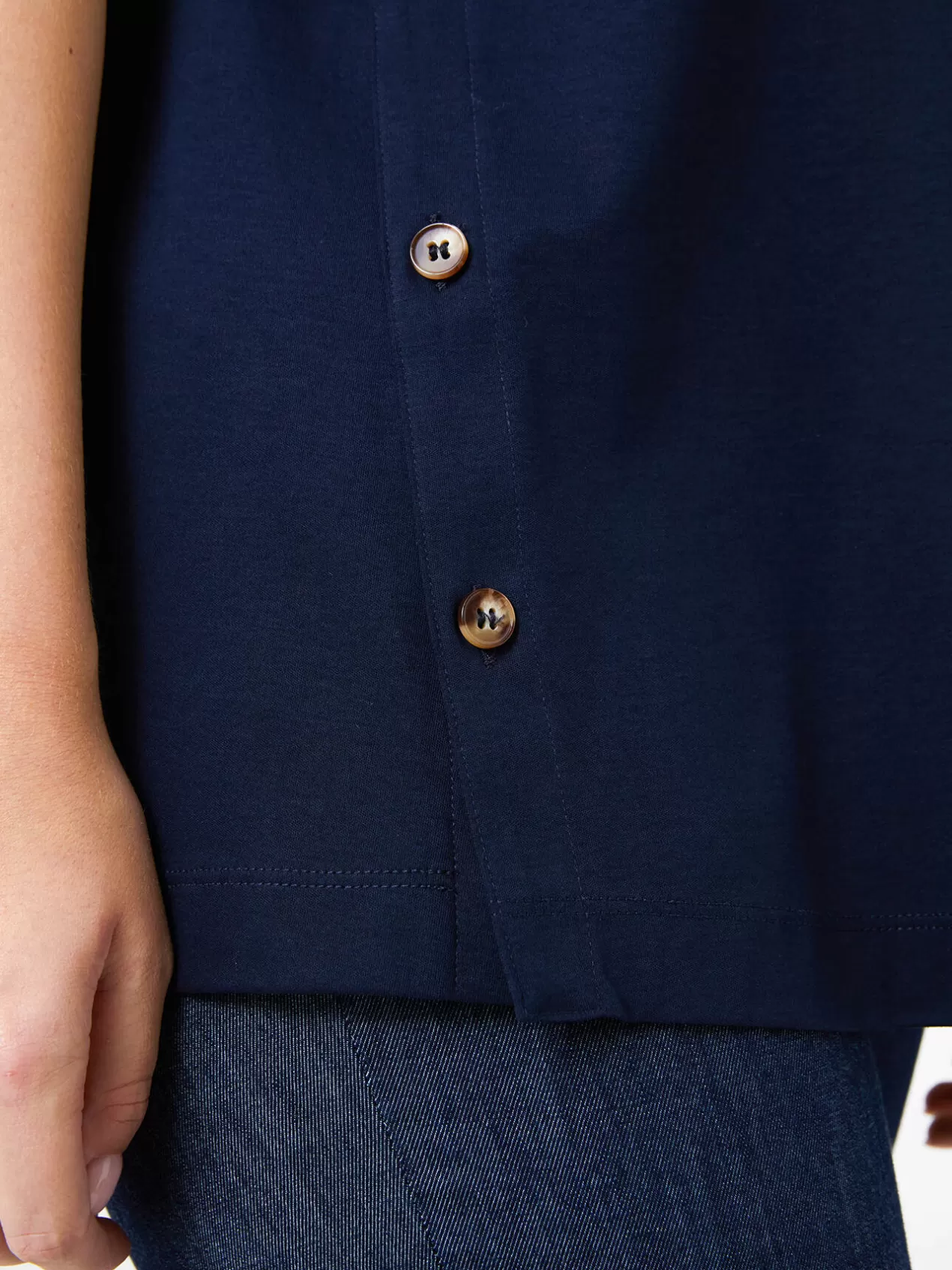 Store Elena Mirò T-Shirt Col En V Avec Bord Dans Le Bas Bleu