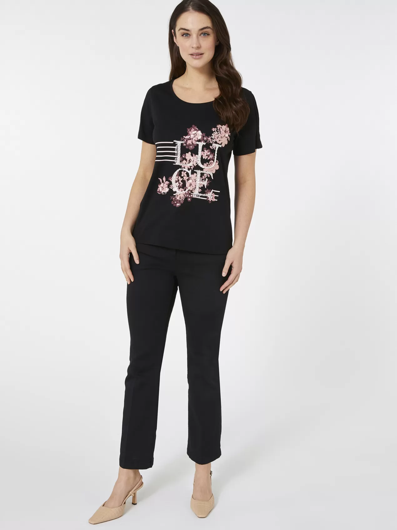 Fashion Elena Mirò T-Shirt En Coton Imprime Multicolore